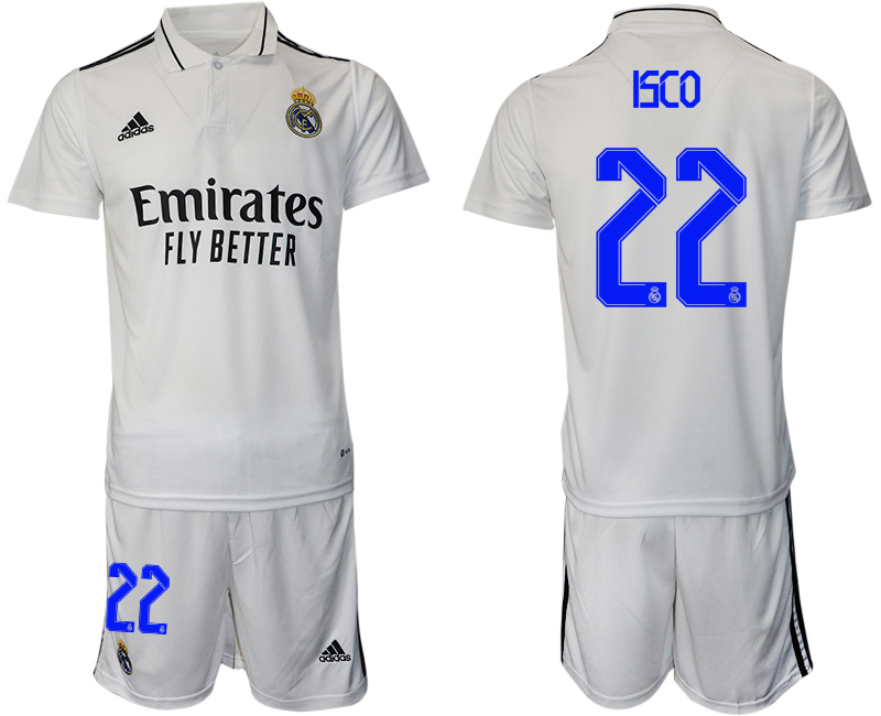 Men 2022-2023 Club Real Madrid home white #22 Adidas Soccer Jersey